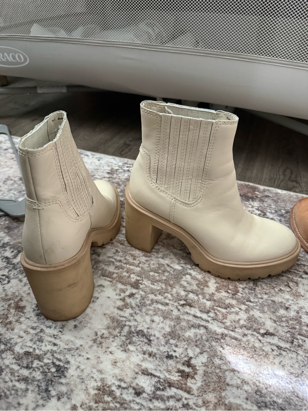 Cream Chunky Heel Chelsea Booties - DOLCE VITA
